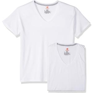 Hanes Ultimate Men's 4-Pack ComfortBlend V-Neck with FreshIQ Odor Protection, White, Small