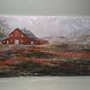 Farmhouse Wall Art Canvas Picture Red Rustic Barn Farm Artwork Decor Country Landscape Panoramic Countryside Rural Nature Scene Painting for Living Room Bedroom Office Decor Wall Decor  (58L" x 29W", Brown)