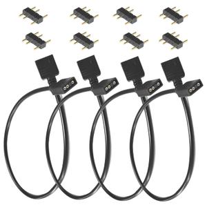 ARGB Extension Cable 4PCS Set, 5V 3-Pin Addressable RGB Female to Female Cable for PC Fans, LED Lights