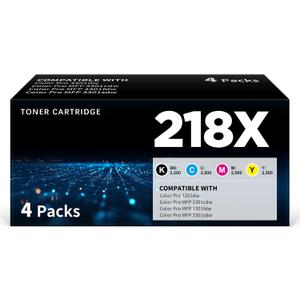 218X Toner Cartridges 4 Packs with Chip | Compatible Replacement for HP 218X W2180X W2181X W2182X W2183X 218A W2180A Work with Color Pro 3201dw 3301cdw 3301fdw 3301sdw Printer, 4 Color Packs Set
