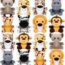 Elcoho 16 Piece Safari Mini Stuffed Jungle Animal Set - Small Stuffed Forest Animal 3.75 Inch Animal Keychain Plush Toys for Kids Birthday Parties