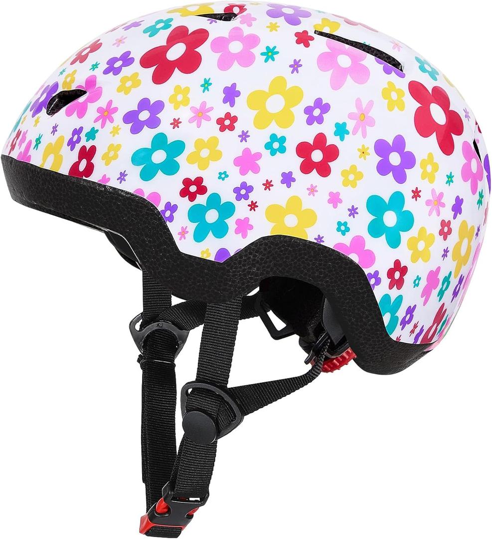 Toddler Helmet, Baby Infant Kids Bike Helmet for Kids Adjustable Toddler Bike Helmets for Boys Girls for Scooter Skateboard Cycling (Colorful Flowers, Small)