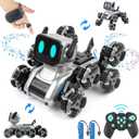 Robot Dog, 2.4Ghz Remote Control Dog Stunt RC Cars with Music & Light, 2 Models RC Robot Toys with 2 Rechargeable Batteries, Birthday Gifts for Kids 6 7 8 9 10 11 12 Years Old, Black