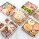 7 x 7 x 4 Inches Paper Charcuterie Boxes with Clear Lids, 25 Pack Large Clear Cake Boxes for 4-6 Inch Cake, Disposable Bakery Boxes Food Containers for Cupcakes,Pie,Cookies, Cocoa Bomb Brown
