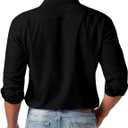 Dress Shirts for Men Big and Tall Button Down Long Sleeve Tuxedo Business Casual Collared Shirt (Black, 3XL)