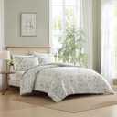 Laura Ashley - Twin Comforter Set, Super Soft Cotton Bedding with Matching Sham, Botanical Design, Vintage Bed Essentials (Bramble Floral Pink, Twin)