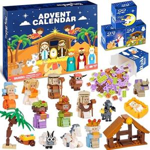 Nativity Advent Calendar 2025 Kids – 24 Days Building Blocks Kits Christmas Gifts Countdown Calendar Set, Stocking Stuffer Building Toys for Boys, Girls, Teens & Adults Ages 6+