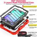 SEYMAC stock Case for iPad mini 7 (A17 Pro) 2024/ Mini 6 8.3'' with Screen Protector Pencil Holder [360 Rotating Hand Strap] &Stand, Drop-Proof Case for iPad mini 7th/6th Generation 8.3", Black+Red