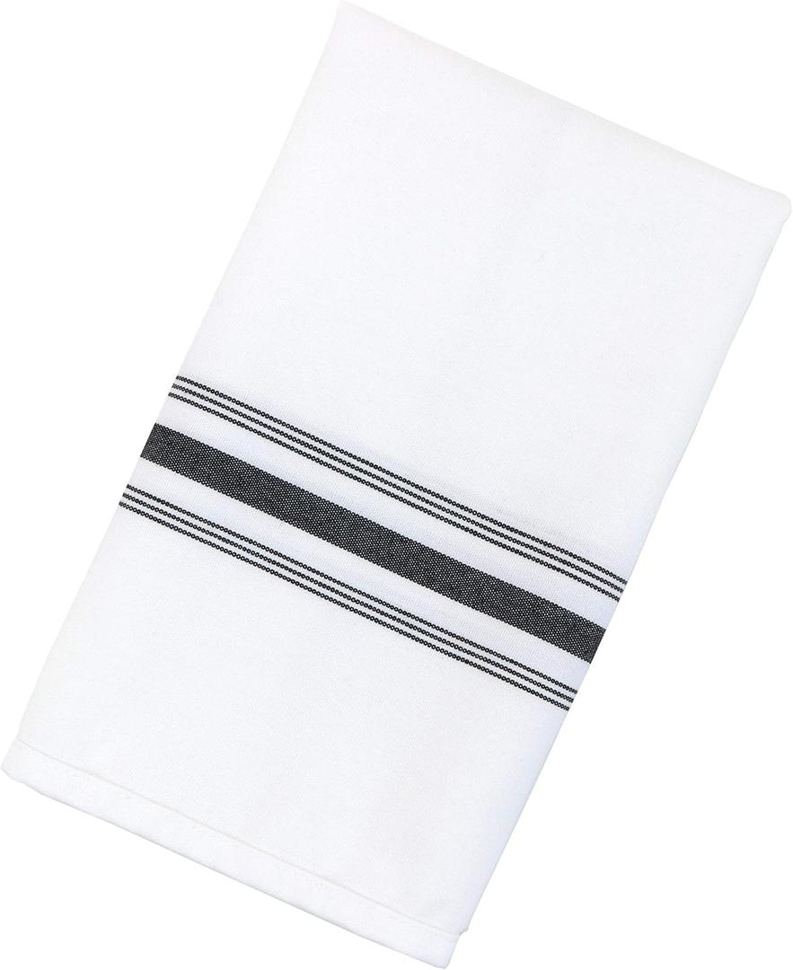 Arkwright Bistro Dinner Cloth Napkins - (Pack of 2) Absorbent, Soft, and Washable Professional Restaurant Quality Table Linen with French Stripes, 18 x 22 in, Black