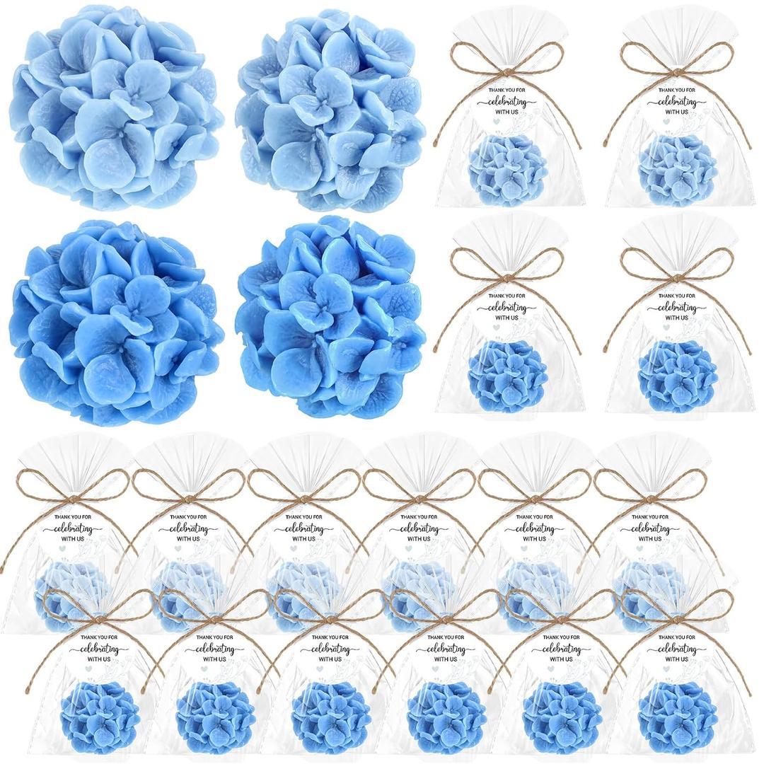 Demissle 40 Pcs Hydrangea Baby Shower Favors Flower Scented Soaps Party Favors Gifts for Guests with Thank You Card for Baby Bridal Shower Wedding Party (Blue)