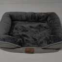 Bedsure Cat Beds for Indoor Cats - Washable Bolster Dog Sofa Beds for Extra Small Dogs, Supportive Foam Pet Couch Bed with Removable Washable Cover, Waterproof Lining and Nonskid Bottom, Grey