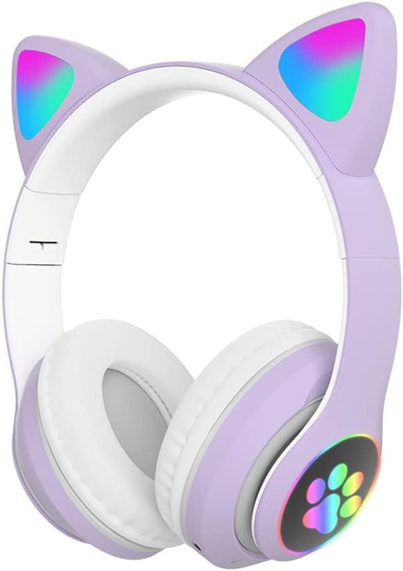 TOKANI Kids Headphones for School, Bluetooth Wireless Headphones with Microphone for Kids Teens Adults, Cat Ear Headphones for Girls Women (Purple)
