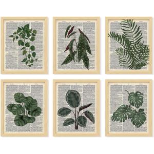 97 Decor Green Wall Art Prints - Plant Pictures Wall Art, Vintage Botanical Prints, Plant Poster For Room Aesthetic, Book Pages Dictionary Art Dark Green Wall Decor For Bedroom Home (8x10 Unframed)