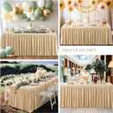 6 Pack Dark Champagne Tablecloths for Rectangle Tables 8ft, Wrinkle Resistant Champagne Table Cover Fitted Stretch Table Cloth with Pleated Ruffle Skirts for Party Banquet Dining Birthday Wedding, 96" x 30"