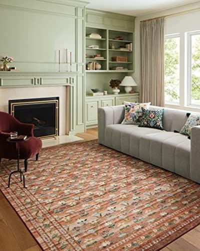 Loloi Rifle Paper Co. Courtyard Collection COU-05 Terracotta 7'-6" x 9'-5" Area Rug feat. CloudPile