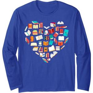 Book Lover Heart Shape Reading Club Librarian Bookworm Gift Long Sleeve T-Shirt (Small)