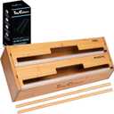 18 Inch Large Foil Wrap Dispenser with Cutter, 2 in 1 Aluminum Butcher Parchment Paper Freezer Tin Wax Cling Foil Plastic Wrap Organizer for Kitchen Drawer Bamboo Saran Storage Roll Holder