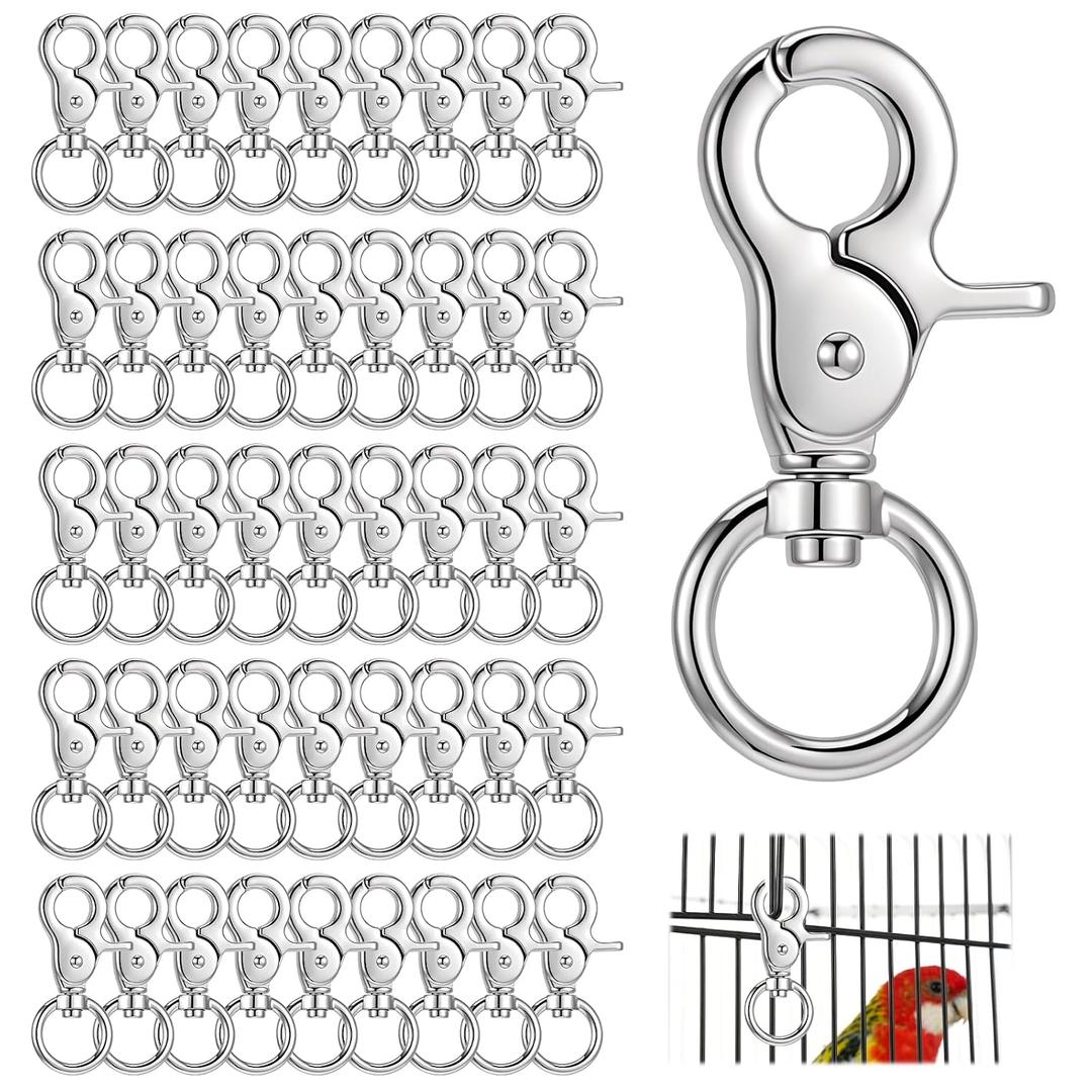50PCS Trigger Snap Hooks, Heavy Duty Swivel Lobster Clasps, Zinc Alloy Metal Clasps for Pet Cage Dog Leash Keychain DIY
