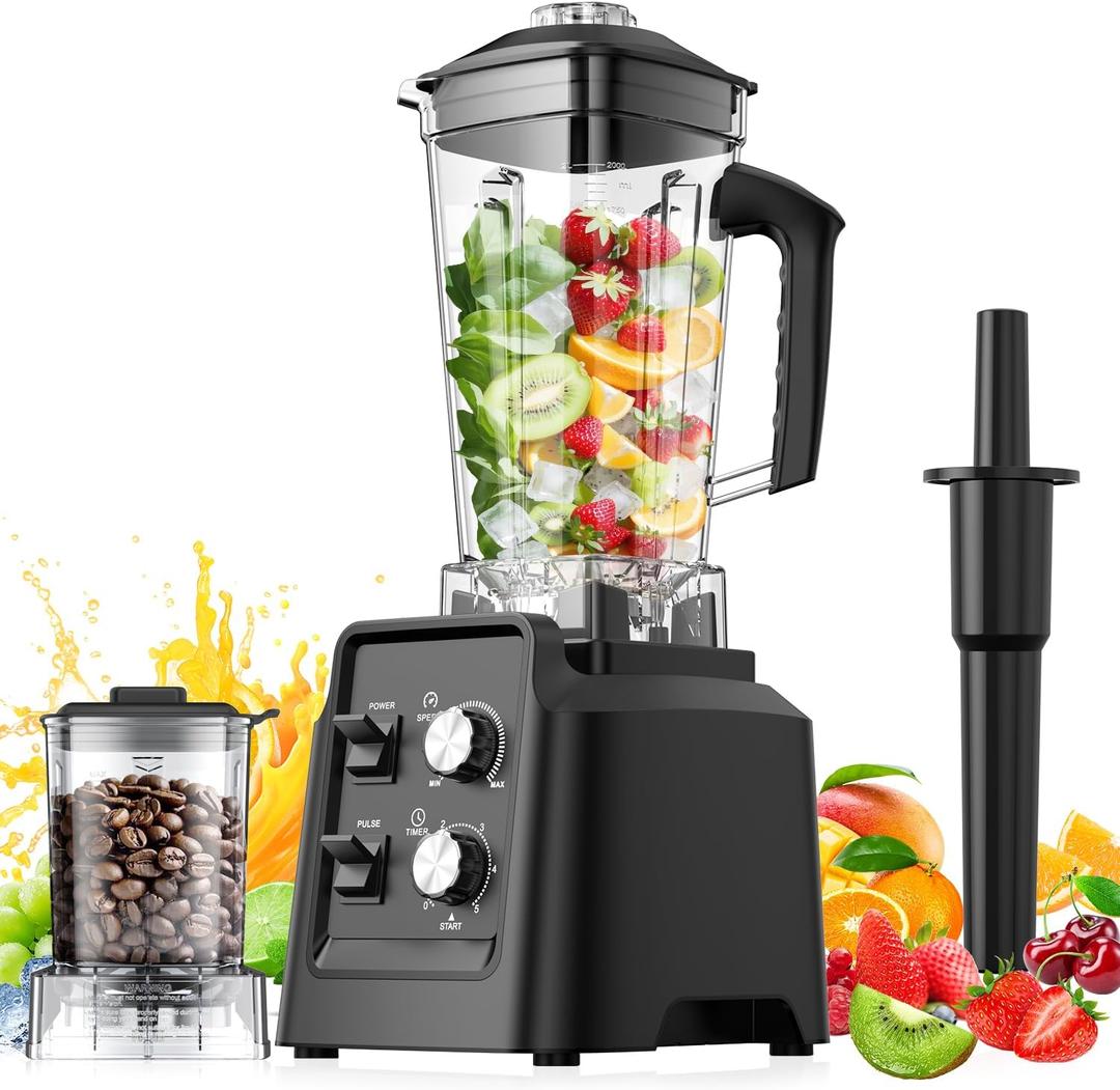 Blender with Self-Cleaning & 20oz Grinder - 1400W Countertop Blender for Smoothies, 68oz Dishwasher Safe Jar, Crushes Ice & Frozen Fruits, Multi Speeds & Pulse, Black