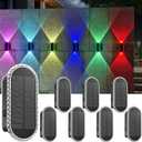 8PK Solar Fence Lights Outdoor - Solar Outdoor Light Warm White & RGB Lights for Outside Backyard, Patio, Deck Fence, Stair Handrail, Pool and Wall (3000K/Color Changing)