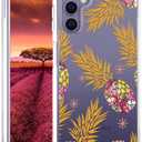 Compatible with Samsung Galaxy S24+ Plus & S25+ Plus Case Designer Cute Clear for Women,Cool Transparent Silicone Phone Cases Cover - Yellow Pineapples