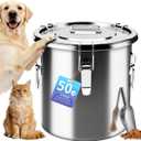 50 lb Stainless Steel Dog Food Storage Container, Airtight Metal Pet Food Storage Bin with Lid and Scoop, Large Dog Food Container for Dry Food, Keep Fresh, Easy to Clean