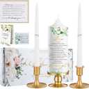 Extrogif Unity Wedding Candles Ceremony Set - 3 Floral Candles Set with Gold Holders, Elegant Wedding Decorations for Ceremony, Religious Bible Verse - Gifts for Couples 2025