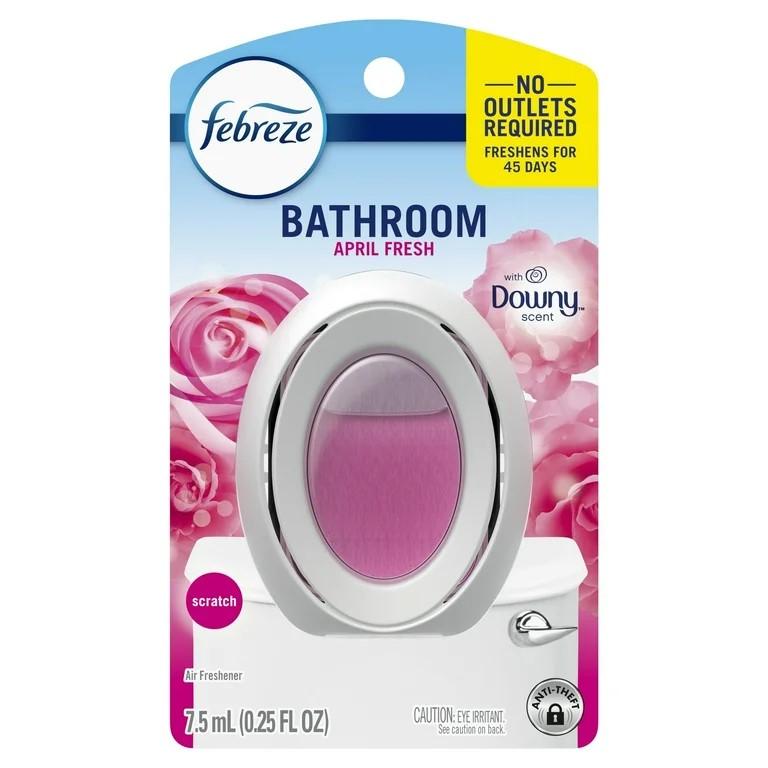 Febreze Bathroom Air Freshener, Odor-Fighting Plug-In Alternative, Home, Bathroom & Kitchen Use, Downy April Fresh Scent, 5 Count