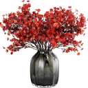 JAKY-Global Babys Breath Silk Artificial Flowers Bulk 6pcs Farmhouse Fall Decor Fake Flower Bouquet Bulk for Home Kitchen Indoor Floral Arrangement Centerpieces Party Decor(Burnt Red Brown)