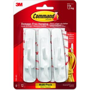 Command Strips 17001-VP-6PK Medium Command Hooks Value Pack 6 Count