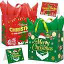 Charmount 2 Pack 13 Christmas Gift Bags with Handles, Tissue Paper & Greeting Card  Xmas Holiday Goody Bags with Tag, Wrapping, Party Favors, Hot Foil Stamping, Decor for Coworkers and Teens