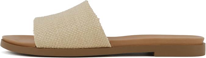 Soda “Board” Women Open Round Toe Single Band Slide Sandal, 6.5