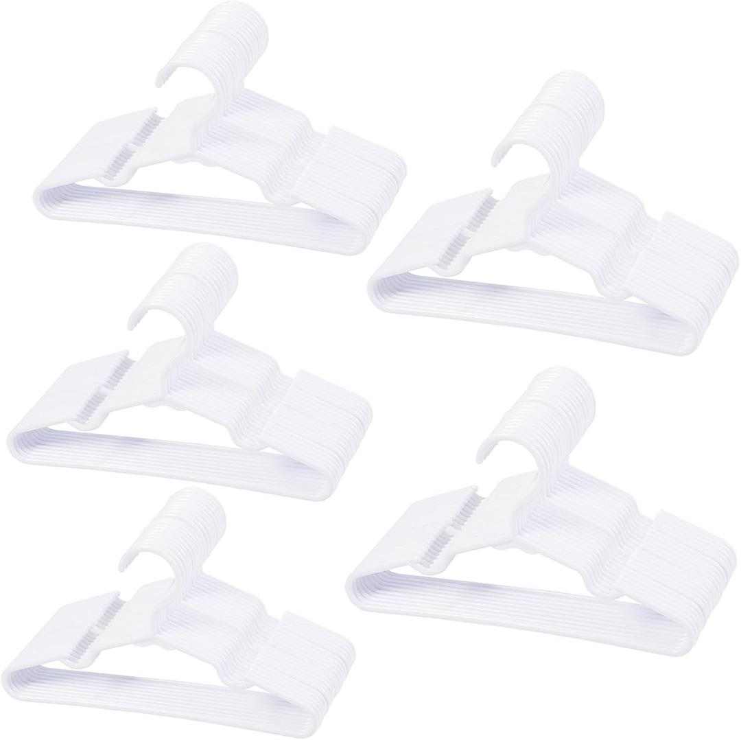 120-Piece White Plastic Baby Nursery Closet Hangers, Anti-Slip Laundry Infant Pant Hanger for Newborn Clothes Gift, Ultra-Thin Hanger for Girl Boy Toddler