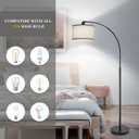 DWTB Black Arc Floor Lamps for Living Room,Modern Standing Lamp with Adjustable Drum Lampshade Tall Pole Lamp with Foot Switch Over Couch Arched Floor Light for Reading Bedroom 8W LED Bulb Included