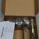 Amazon Basics Exterior Door Knob With Lock, Coastal, Satin Nickel