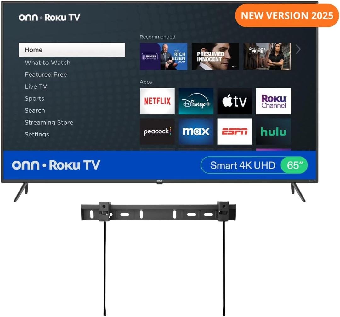 ONN 65-Inch Class 4k HDR10+ Smart TV + Free Wall Mount with Wi-Fi Connectivity and Mobile App | Flat Screen TV | Compatible with Home Kit | Alexa and Google Assistant 