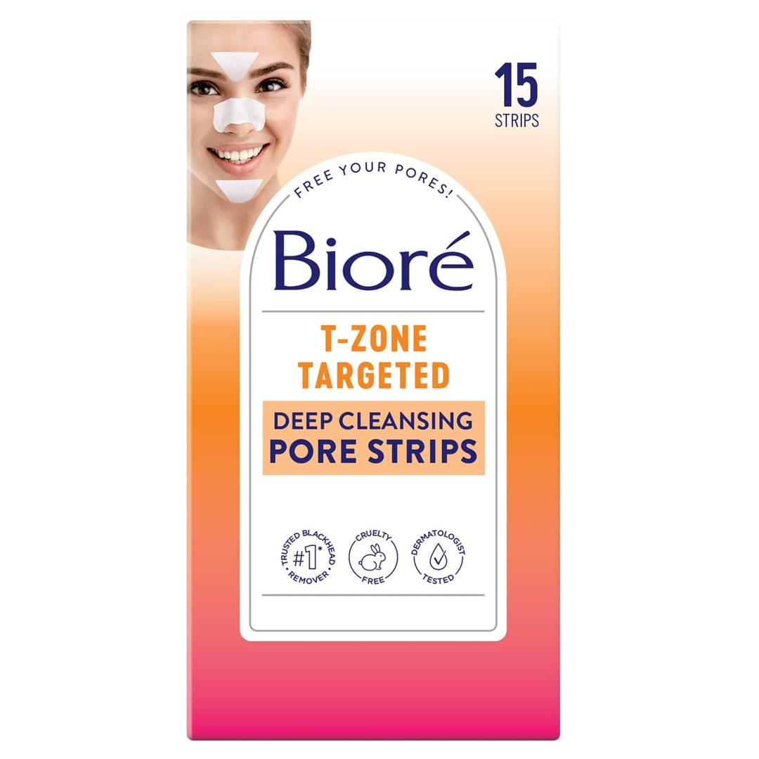 Bior T-Zone Blackhead Remover Strips, Deep Cleansing Pore Strips, (5 Nose + 5 Face + 5 Chin Strips), Instant Pore Unclogging for the T-Zone Area, 15 Count