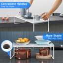 KIKIBRO Expandable Cabinet Shelf Organizers, Kitchen Small Stand Rack Organization for Countertop Cupborad Pantry, White 2 Pack