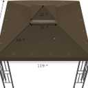 Sumfaller 10x10 FT Gazebo Replacement Canopy Top Cover Double Tiered Canopy Top Cover for Outdoor BBQ Roof Cover Grill Shelter (Dark Brown)