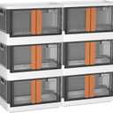 Wondersome Collapsible Storage Bins - 6-Pack of Large 8.5-Gallon/33.8-Quart Stackable Wheeled Clothing, Shoe, Bedroom, Office Organizer - Foldable Containers and Assembles in Second - US-Based Brand