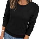 LILLUSORY Womens Sweaters Fall Fashion 2026 Lightweight Long Sleeve Knit Pullover Casual Trendy Tops Winter Clothes (Black, Medium)