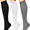 CHARMKING Compression Socks for Women & Men Circulation (3 Pairs) 15-20 mmHg is Best Support for Athletic Running Cycling