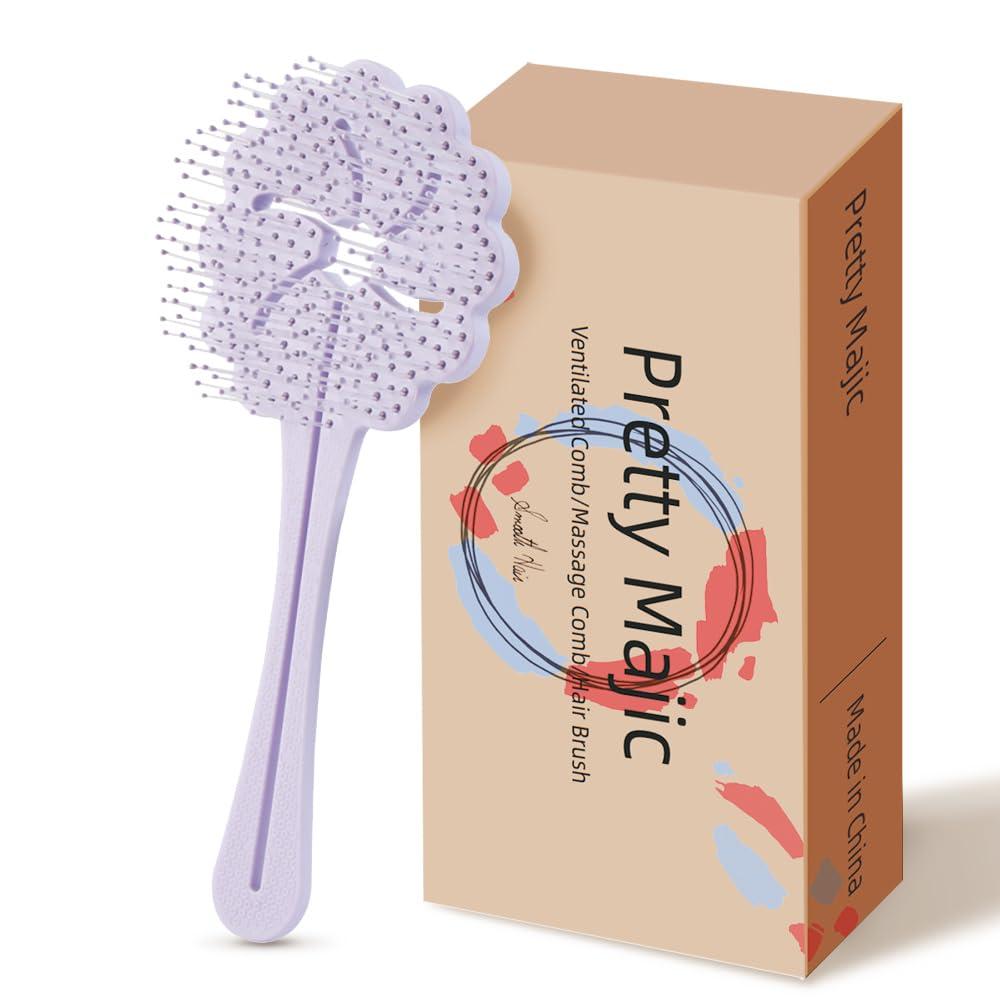 Hair Detangling Brush for Women & Kids,Wet Dry Vented Detangler Brush w/Soft Bristles,Extra Gentle on Sensitive Detangle Brush Fine Hair (Purple)