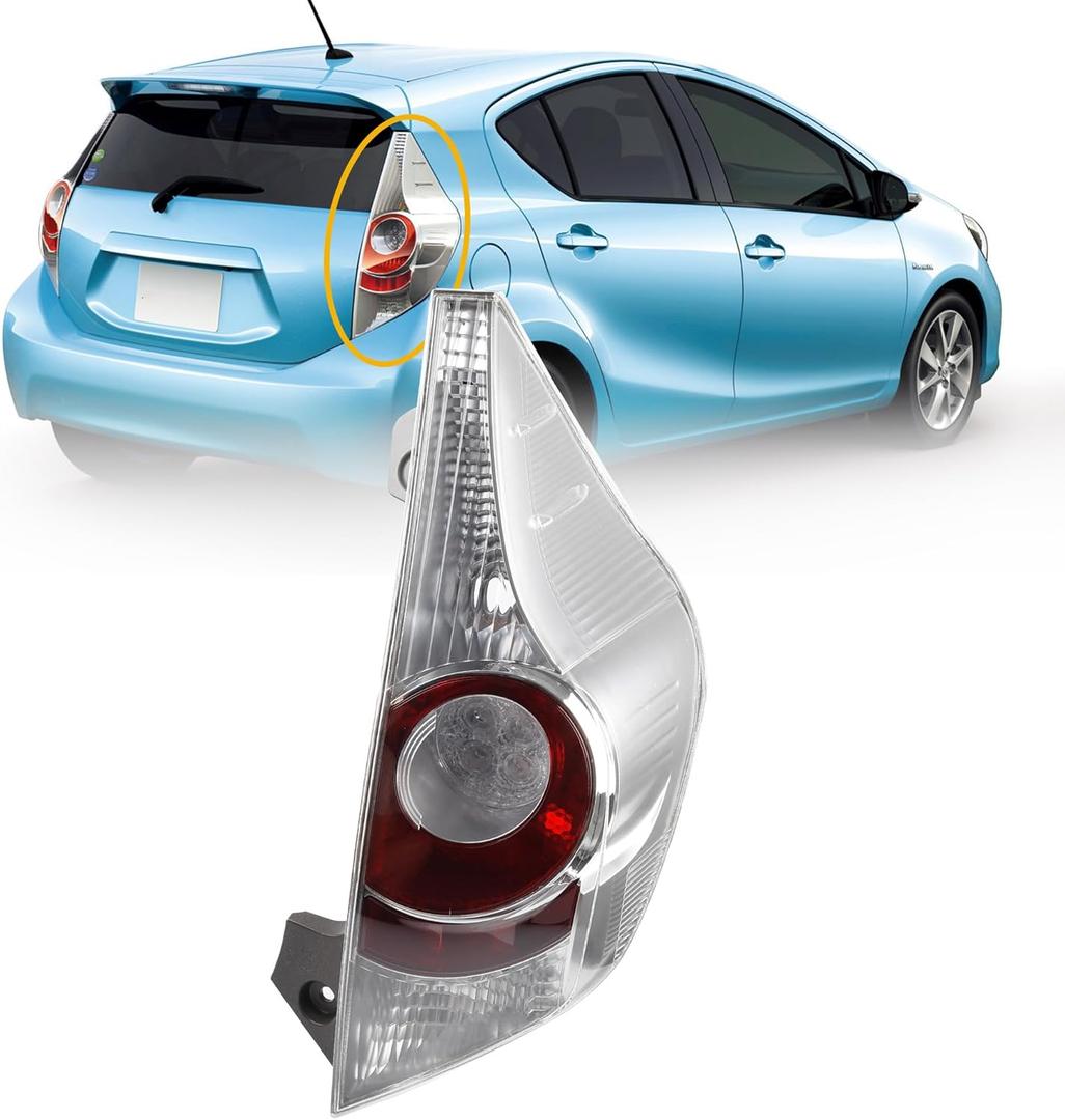Dasbecan Right Tail Light Compatible with 2012 2013 2014 Toyota Prius C Taillight Lens Cover w/o Bulbs Replaces # 81551-52A80