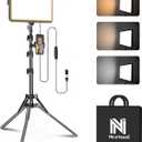 NiceVeedi 1-Pack Photography Lighting Kit, 2800-6500K Bi-Color LED Video Light Kit, Dimmable Studio Light with Tripod Stand & Phone Holder, Light for Video Recording, Game Streaming, YouTube