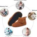 L-RUN Womens Mens House Slippers Non-Slip Warm Booties Slippers for Indoor and Outdoor Lighweight House Shoes Washable (5.5-6.5 Women/4-5 Men, Brown)