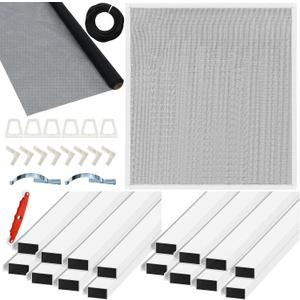 Yaocom 4 Pack Window Screen Kit Aluminum Frame with Corners, Spline, Springs, Pull Tabs, Screen Mesh and Rolling Tool(58'' X 58'')