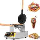 Dyna-Living Bubble Waffle Maker Commercial Bubble Waffle Iron 1400W Electric Stainless Steel Waffle Maker Hong Kong, Egg Puff Waffle Iron Machine Restaurant, 180 Rotating, Non-stick Coating (Style2)