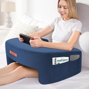 Reading Pillow for Gaming, Lap Desk Pillow for Laptop, Extra Large Arm Rest Pillow for Adult Working, Playing, Crocheting, Steam Deck Switch/Sitting in Bed Floor Couch Sofa, Blue