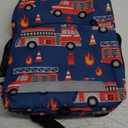 Fisyme Fire Trucks Blue Backpack Schoolbag Kids Daypack Toddler Travel School Bag Small Mini Backpacks for Kindergarten Preschool Nursery Children Boys Girls with Chest Strap (Multicolor-4)